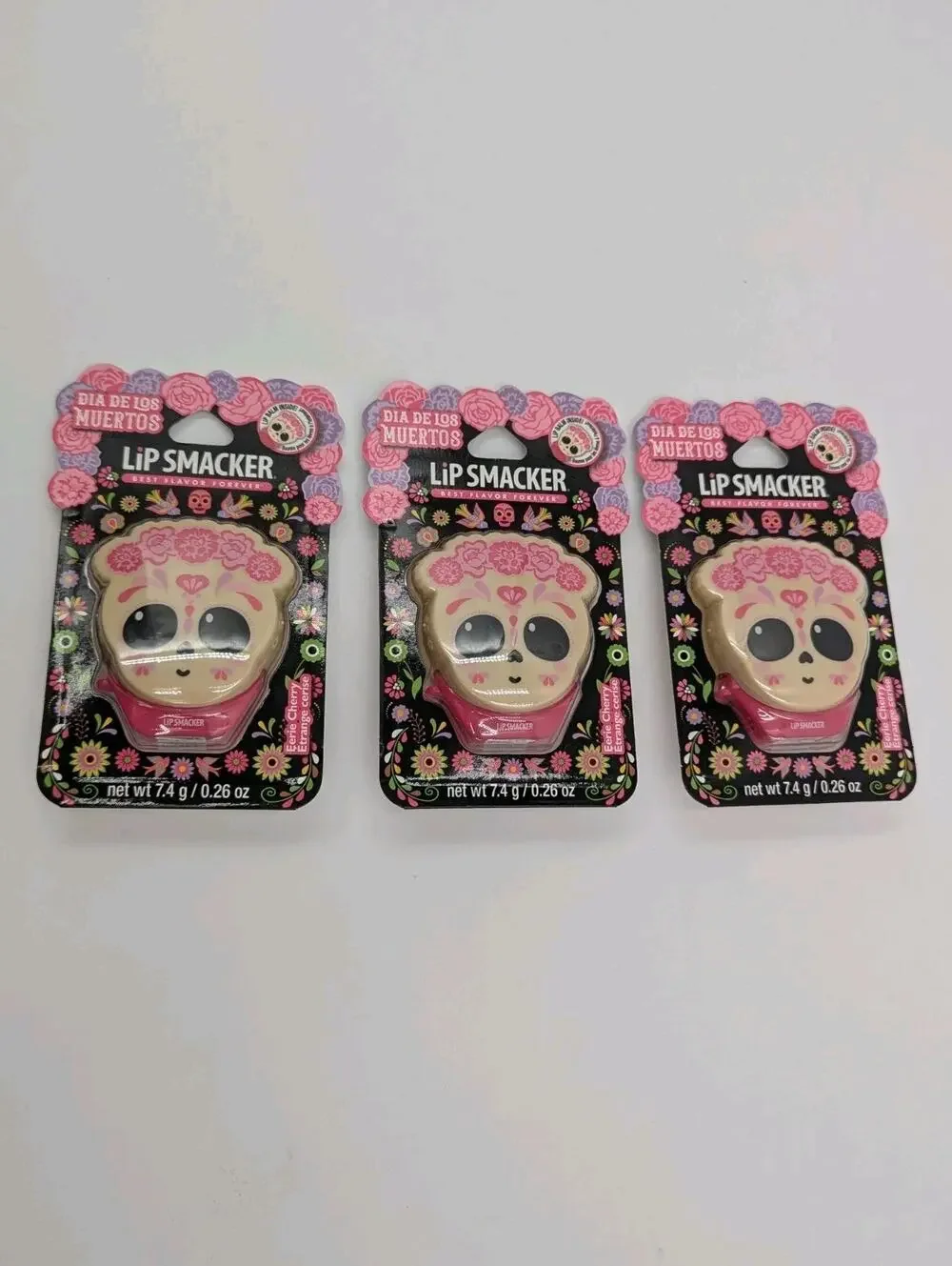 3 Pack Lip Smacker Best Flavor Forever Dia De Los Muertos Eerie Cherry 0.26oz
